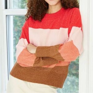 a new day Striped Colorblock Oversized Sweater